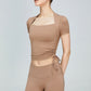 Side Drawstring Cropped Sports Top