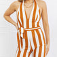 Dress Day Striped Halter Neck Belted Jumpsuit