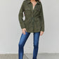 Davi & Dani Full Size Geometric Drawstring Waist Shacket with Pockets