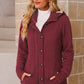 Cable-Knit Fleece Lining Button-Up Hooded Cardigan