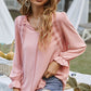 Tie Neck Puff Sleeve Blouse