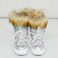 WILD DIVA Lace-Up Faux Fur Platform Snow Boots in Silver