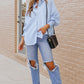 Striped Button Front Smocked Shirt