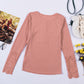 Crochet Lace Hem Sleeve Button Top