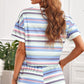 Striped Crop Tee and Shorts Set