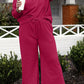 Double Take Full Size Textured Long Sleeve Top and Drawstring Pants Set