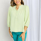 Davi & Dani Full Size Crewneck Button Down Puff Sleeve Blouse