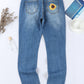 Sunflower Leopard Patchwork Distressed Jeans