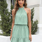 Ditsy Floral Grecian Neck Sleeveless Dress