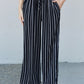 CY Fashion Full Size Striped Drawstring Waist Wide Leg Pants with Pockets