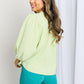 Davi & Dani Full Size Crewneck Button Down Puff Sleeve Blouse