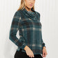 CY Fashion Full Size Plaid Side Slit Button Detail Top