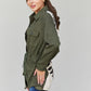 Davi & Dani Full Size Geometric Drawstring Waist Shacket with Pockets