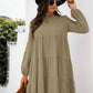 Balloon Sleeve Keyhole Tiered Dress