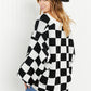 Davi & Dani Reality Check Full Size Checkered V-Neck Sweater