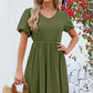 V-Neck Balloon Short Sleeve Dress