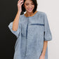 Zenana Out of the Blue Full Size Run Chambray High-Low Top