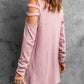 Cutout Waffle Knit Tunic Top