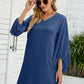 Textured Balloon Sleeve V-Neck Dress