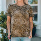 Women Leopard Short Flounce Sleeve Tee
