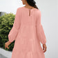 Balloon Sleeve Keyhole Tiered Dress