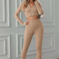 Zip Up Cropped Top and Leggings Yoga Set