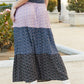 CY Fashion Full Size Color Block Ditsy Floral Skirt