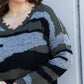 CY Fashion Full Size Multicolored Distressed V-Neck Sweater
