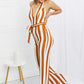 Dress Day Striped Halter Neck Belted Jumpsuit