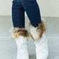 WILD DIVA Lace-Up Faux Fur Platform Snow Boots in White