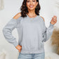Cold-Shoulder Ribbed Trim Round Neck Sweater
