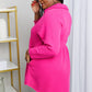 Zenana Bright and Airy Raw Edge Peplum Shirt with Pockets in Hot Pink