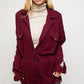 Davi & Dani Full Size Button Down Tied Slit Jacket