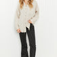Zenana Through the Woods Gauze Raw Hem Button-Down Shirt in Sand Beige