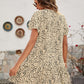 Animal Print Button Front Flutter Sleeve Dress