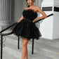 Tulle Ruffle Hem Bow Detail Mini Dress