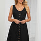 Buttoned V-Neck Sleeveless Mini Dress with Pockets