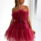 Tulle Ruffle Hem Bow Detail Mini Dress