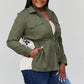 Davi & Dani Full Size Geometric Drawstring Waist Shacket with Pockets
