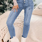 Button Fly Center Seam High Rise Jeans