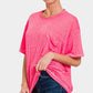Zenana Pocketed Round Neck Dropped Shoulder T-Shirt