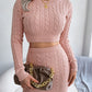 Cable-Knit Cropped Sweater and Knit Skirt Set