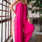 Veveret Pocketed Spaghetti Strap Wide Leg Jumpsuit