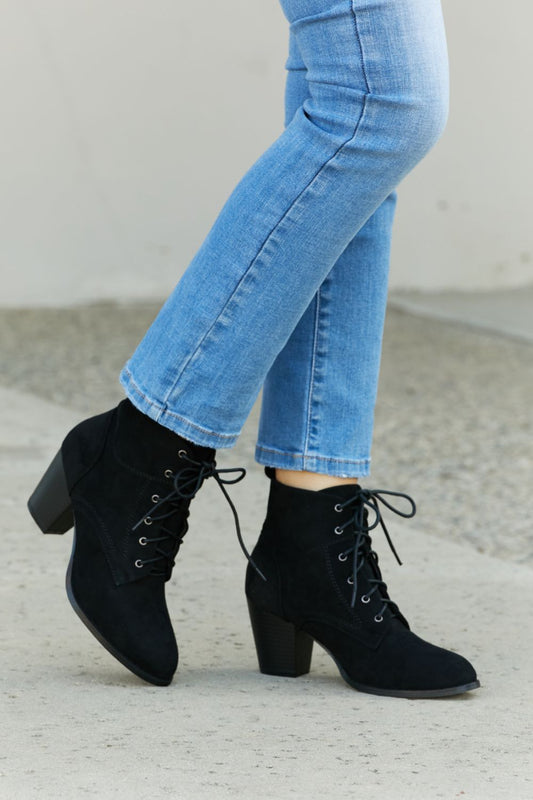 DDK Forever Fall Lace-Up Heeled Booties