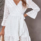 Swiss Dot Ruffled Tie-Waist Surplice Dress