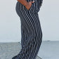 CY Fashion Full Size Striped Drawstring Waist Wide Leg Pants with Pockets