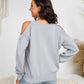 Cold-Shoulder Ribbed Trim Round Neck Sweater