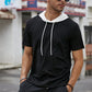 Contrast Drawstring Short Sleeve Hoodie
