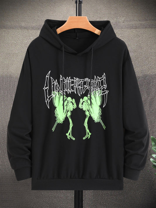 Skeleton Graphic Drawstring Detail Hoodie