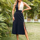 Two-Tone Halter Neck Split Midi Dress
